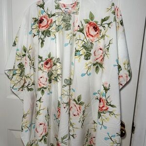 Floral Kimono with Pink Roses